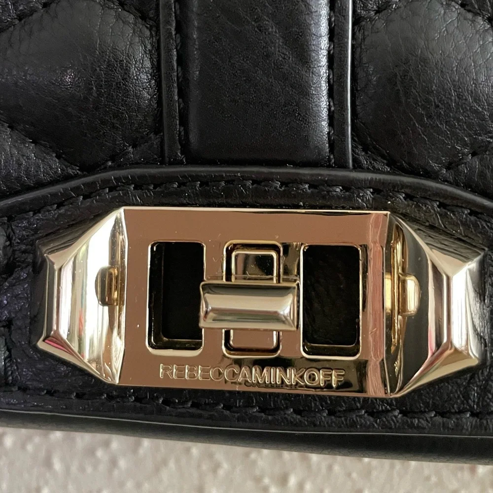Rebecca Minkoff Black Leather Quilted Chain Strap Shoulder/Crossbody Bag - Picture 10 of 16